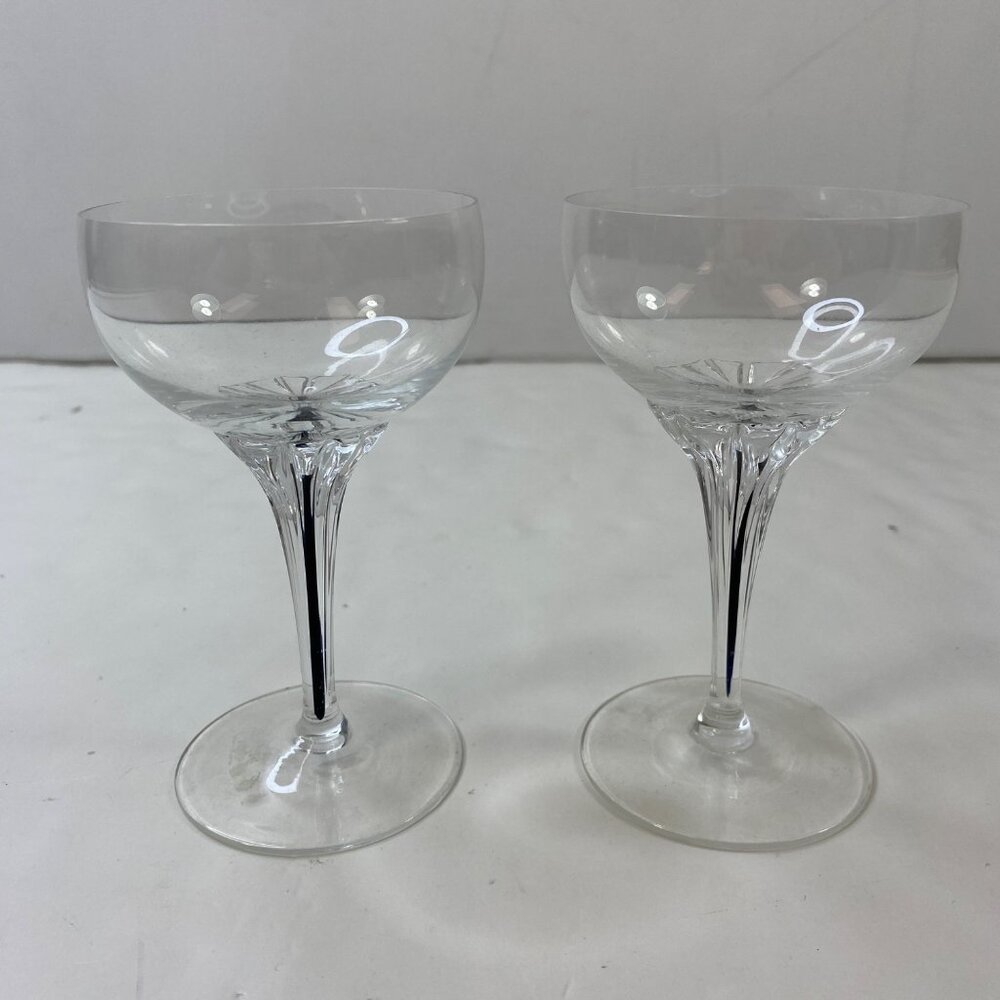 Belfor Crystal Exquisite Coupe Champagne Wine Glasses Stemware Set 2 Vintage